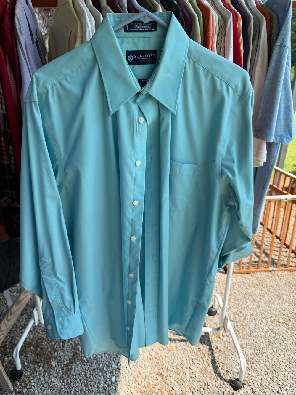 Stafford Light Turquoise Dress Shirt - Classic Point Collar
